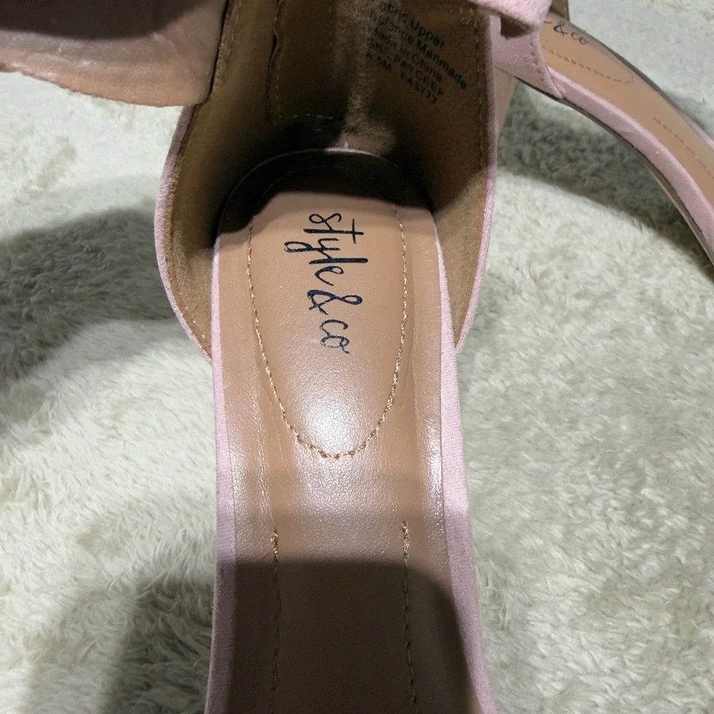 Style & Co Sandals Womens 8.5 Pink Payceef Kitten Heel Ankle Strap Dress Shoes